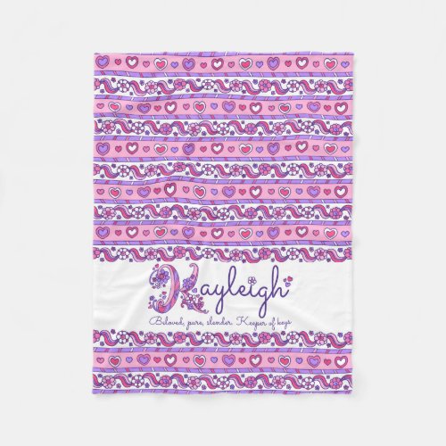 Letter K name meaning Kayleigh pink art blanket