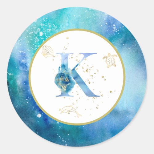   LETTER K _  Nautical Beach Envelope  Sticker