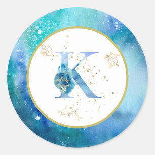 *~* LETTER K - Nautical Beach Envelope Sticker