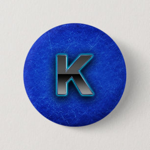 Letter K - neon blue edition Button