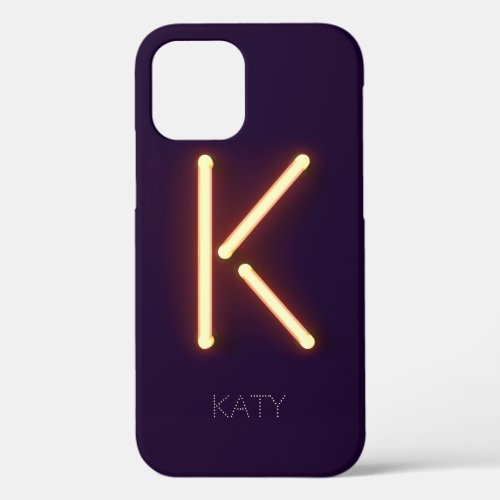 Letter K Neon Light Personalized iPhone 12 Case