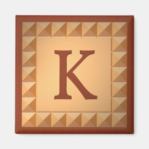 Letter K: Parquetry Wood Look Initial Magnet