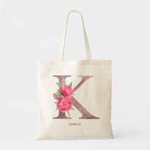 Letter K Personalized name monogram bridesmaid Tote Bag