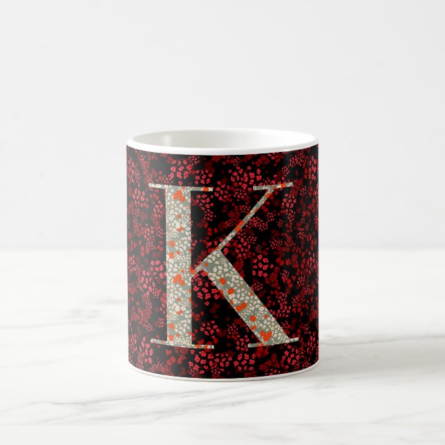 Letter K red and burgundy liberty Coffee Mug (Center)