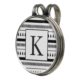 Letter K - Scandinavian Black White Gifts For Men Golf Hat Clip