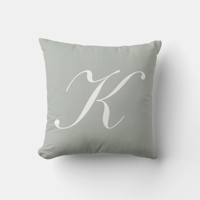 Letter K Silver Gray Monogram Pillow (Front)