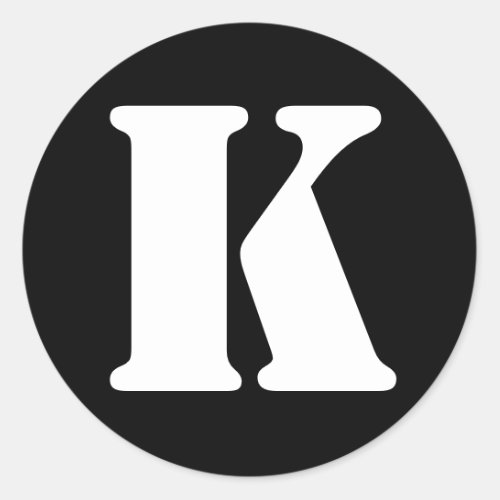 Letter K Stencil Alphabet by Janz Black Classic Round Sticker