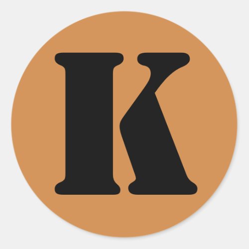 Letter K Stencil Alphabet by Janz Peru Gold Classic Round Sticker