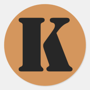 Letter K Stencil Alphabet by Janz Peru Gold Classic Round Sticker