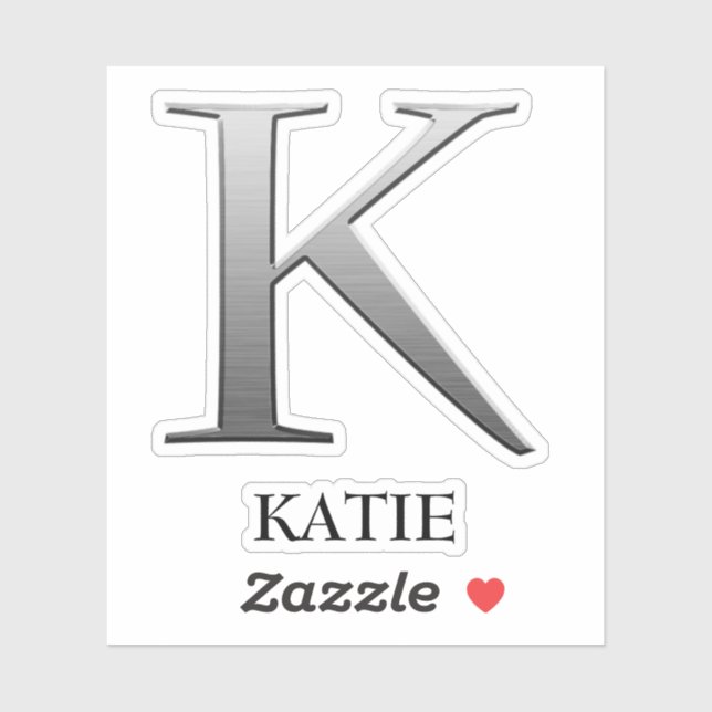 Letter k Two-Tone Silver Gray and Name Sticker (Sheet)