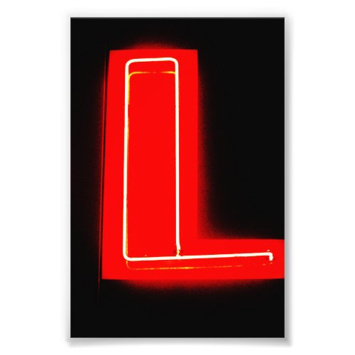 Letter L Alphabet Photography in Neon Photo Print