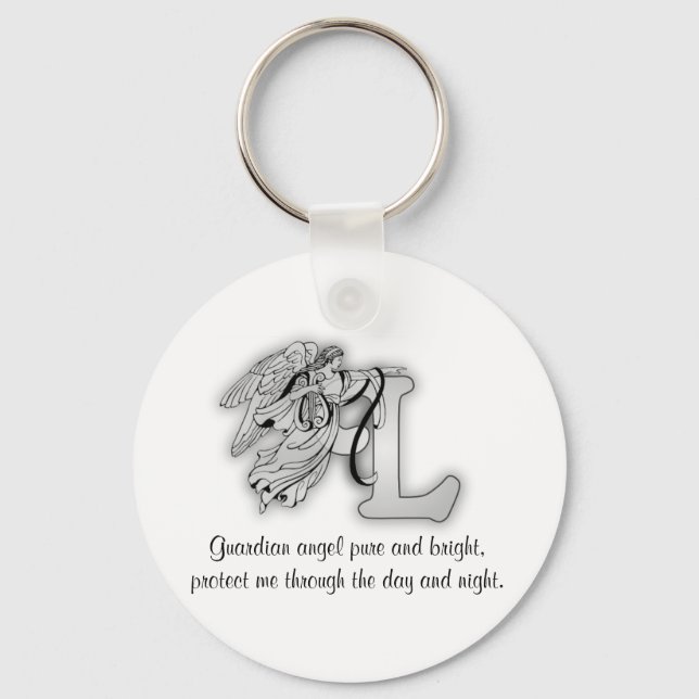 Letter L angel monogram alphabet initial Keychain (Front)