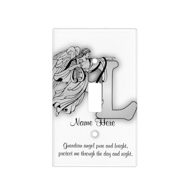 Letter L angel monogram alphabet initial Light Switch Cover (Front)