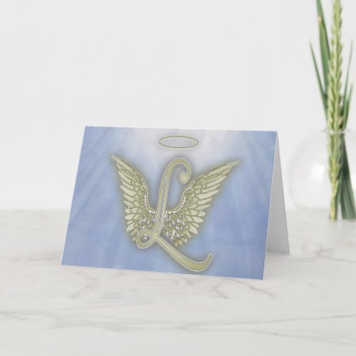 Letter L Angel Monogram Note Card