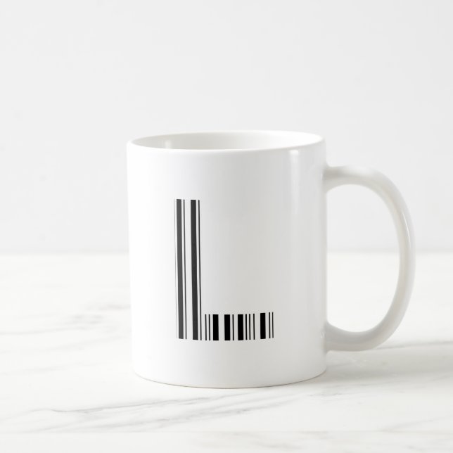 LETTER L BAR CODE First Initial Barcode Pattern Coffee Mug (Right)