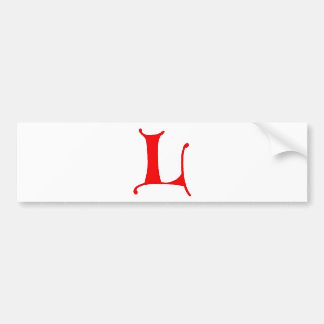Letter L Bumper Sticker (Front)