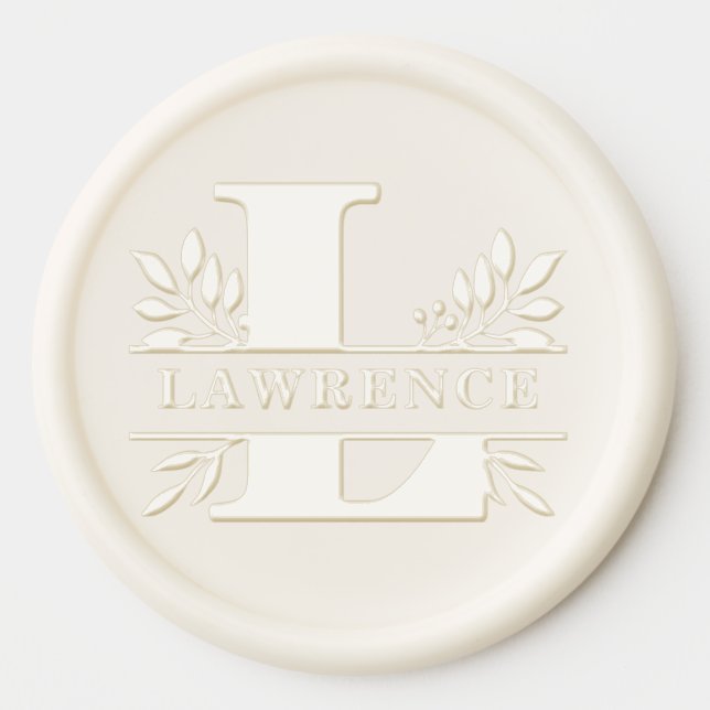 Letter L Classic Foliage Family Name Monogram Wax Seal Sticker (Front)