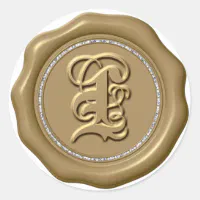 Letter L Diamond Circle GOLD Wax Seal Stickers