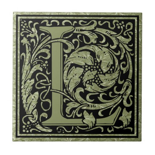 Letter L First Letter Monogram Ceramic Tile