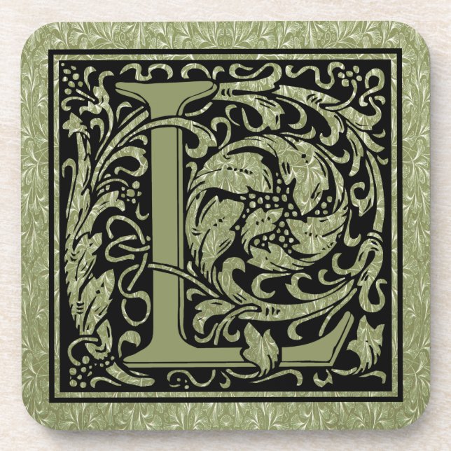 Letter L First Letter Monogram Drink Coaster (Front)