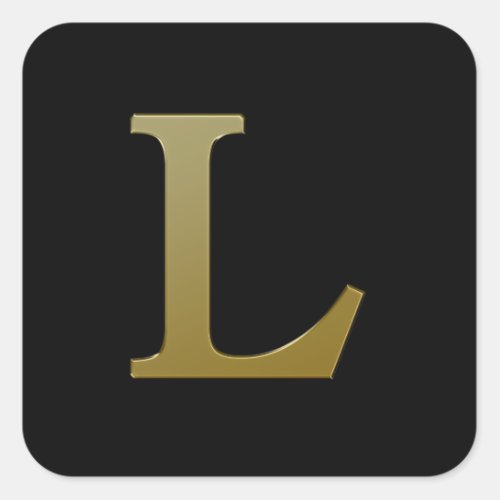 Letter L Gold Square Sticker