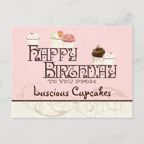 Letter L Happy Birthday Cupcake Business Postcard