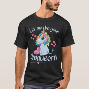 Letter L Heart Uniqueorn Couple Valentines Day Uni T-Shirt