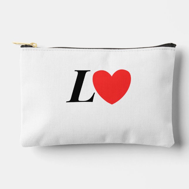 Letter L Heart - Valentine Initial Love Design Accessory Pouch (Front)