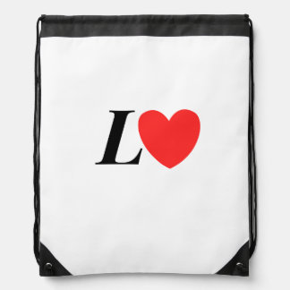 Letter L Heart - Valentine Initial Love Design Drawstring Bag