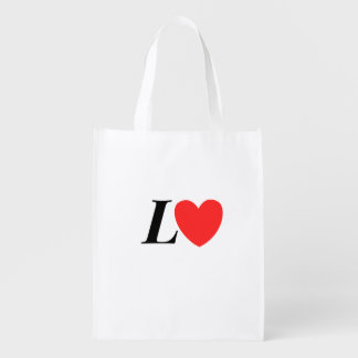 Letter L Heart - Valentine Initial Love Design Grocery Bag