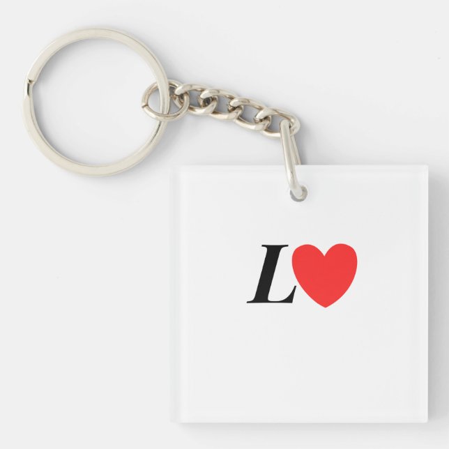 Letter L Heart - Valentine Initial Love Design Keychain (Front)