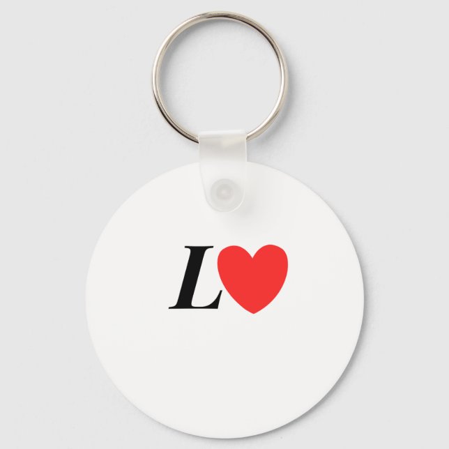 Letter L Heart - Valentine Initial Love Design Keychain (Front)