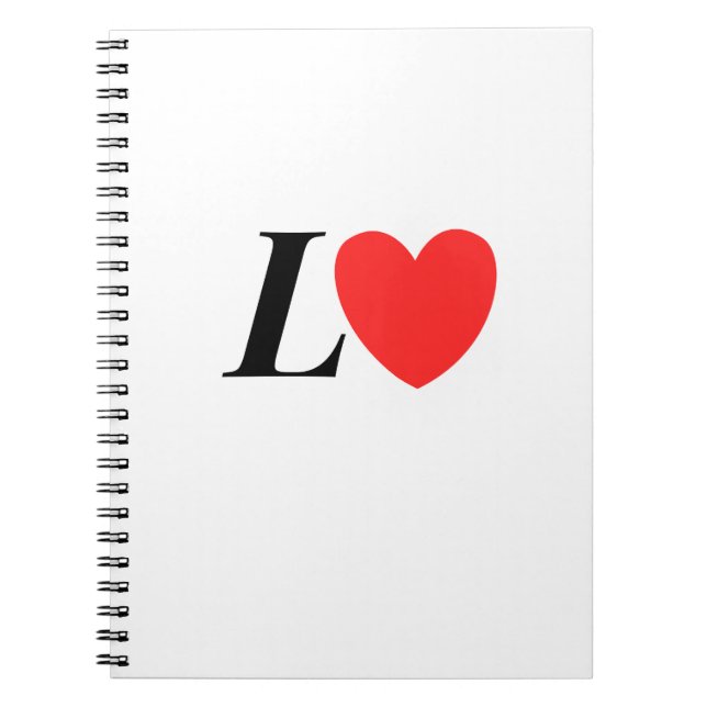 Letter L Heart - Valentine Initial Love Design Notebook (Front)