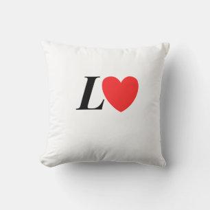Letter L Heart - Valentine Initial Love Design Throw Pillow