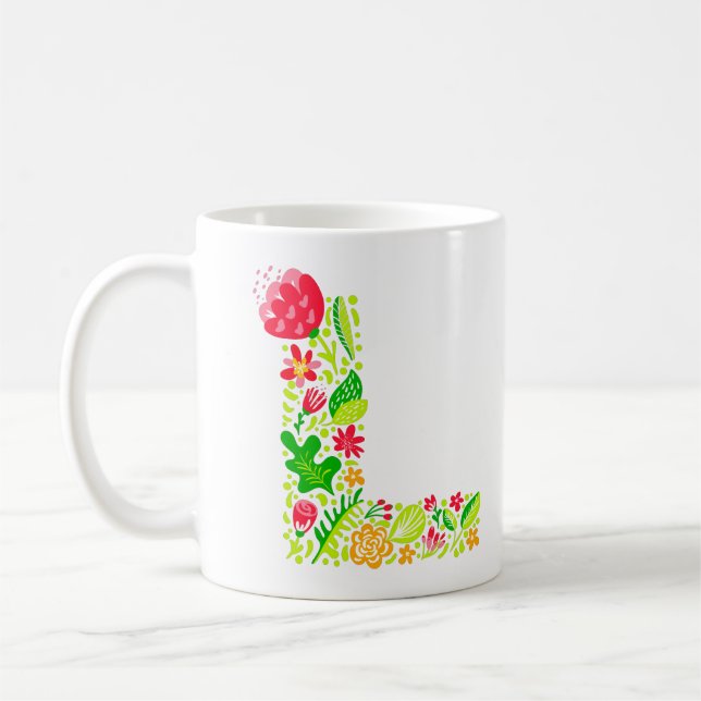 Letter L in Flowers Coffee Mug (Left)