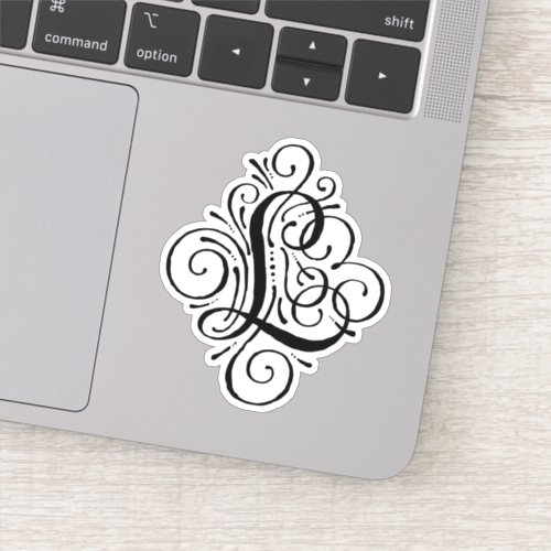 Letter L Initial Elegant Flourish Monogram Sticker