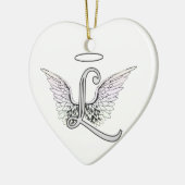 Letter L Initial Monogram With Angel Wings & Halo Ceramic Ornament | Zazzle