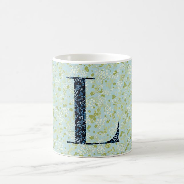 Letter L light green and blue liberty Coffee Mug (Center)