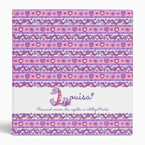 Letter L Louisa hearts flowers doodle name 3 Ring Binder