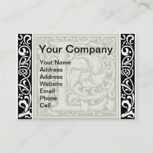 Letter L Medieval Monogram Art Nouveau Business Card