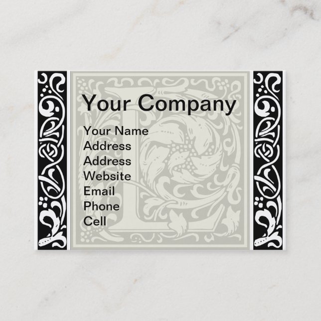 Letter L Medieval Monogram Art Nouveau Business Card (Front)