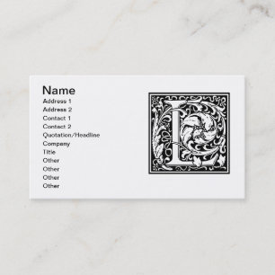 Letter L Medieval Monogram Art Nouveau Business Card
