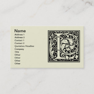 Letter L Medieval Monogram Art Nouveau Business Card