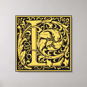 Letter L Medieval Monogram Art Nouveau Canvas Print