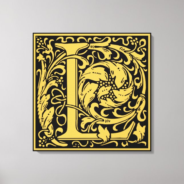 Letter L Medieval Monogram Art Nouveau Canvas Print (Front)