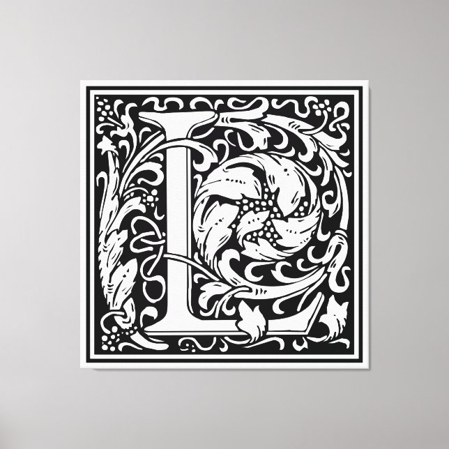 Letter L Medieval Monogram Art Nouveau Canvas Print (Front)
