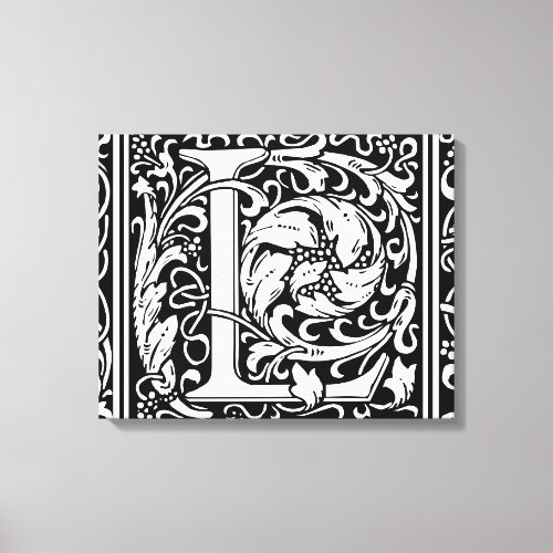 Letter L Medieval Monogram Art Nouveau Canvas Print