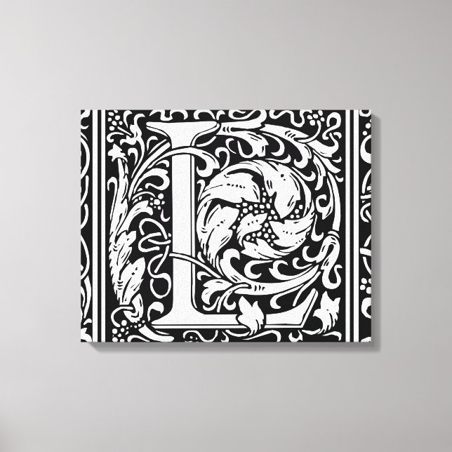 Letter L Medieval Monogram Art Nouveau Canvas Print (Front)