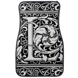 Letter L Medieval Monogram Art Nouveau Car Floor Mat