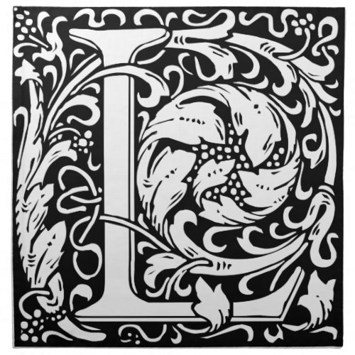 Letter L Medieval Monogram Art Nouveau Cloth Napkin